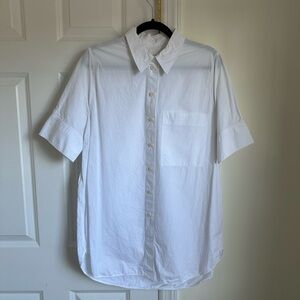 COS White Button Down Tunic Shirt